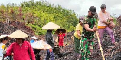 Satgas Yonzipur 5/ABW Tanam Padi Tingkatkan Swasembada Pangan