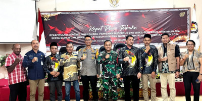 Dandim 1708/BN Hadiri Rapat Pleno Terbuka Rekapitulasi Suara Pilkada Biak Numfor 2024