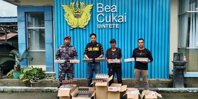 TNI AL Bersama Tim Gabungan Amankan 44.260 Batang Rokok Ilegal 