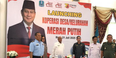Kodim 1708/BN Ikuti Peluncuran 80.000  Koperasi Merah Putih Bersama Presiden RI Prabowo Subianto