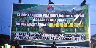 Ingatkan Jati Diri Prajurit, Kodim 1708/BN Pasang Banner Motivasi