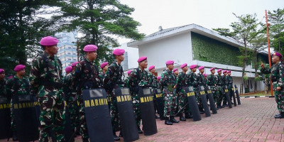 Prajurit Mako Kormar Siapkan 1 SSK Dalam Apel Siaga Pengamanan Unjuk Rasa