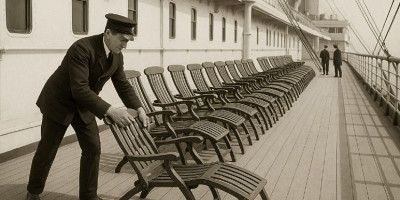 Merapikan Kursi Di Kapal Titanic