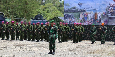 Satgas TNI di Wilayah Yahukimo Gelar Upacara HUT Ke-80 TNI