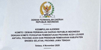 DPD RI Gelar RDP Bersama KP3ALA, Usulan Pembentukan Provinsi ALA Lengkap dan Siap Dilanjutkan