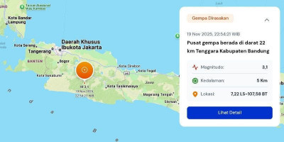 Gempa Guncang Wilayah Tenggara Kabupaten Bandung