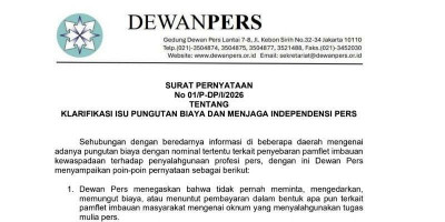 Dewan Pers Klarifikasi Isu Pungutan, Tegaskan Jaga Independensi Pers