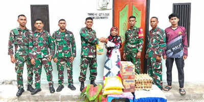 Dansatgas TMMD Ke-127 Kodim 1514/Morotai Berikan Santunan Sembako 