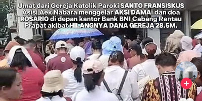 Di Depan Bank BNI, Umat Katolik Lakukan Doa Rosario Minta Keadilan