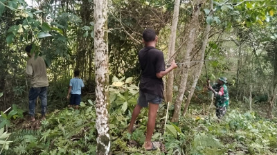 Dorong Swasembada Pangan, Babinsa Warsa Bantu Warga Buka Lahan Perkebunan