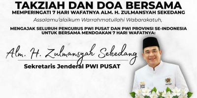PWI Pusat Gelar Doa Bersama Wafatnya Sekjen Zulmansyah Sekedang