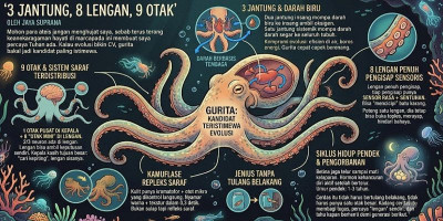  3 Jantung, 8 Lengan, 9 Otak