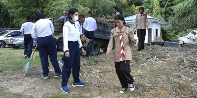 Sambut HUT Pertama, Kodaeral IV Gelar Aksi Bersih Pantai Bersama Saka Bahari