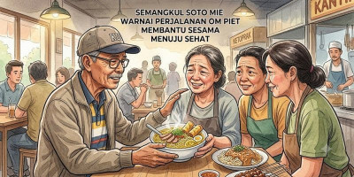 Semangkuk Soto Mie Warnai Perjalanan Om Piet Membantu Sesama Menuju Sehat