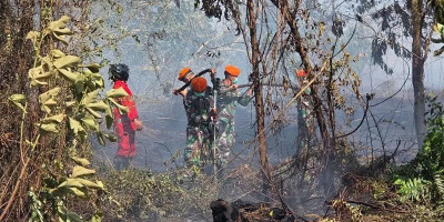 TNI dan BNPB Bahu Membahu Padamkan Karhutla di Kubu Raya