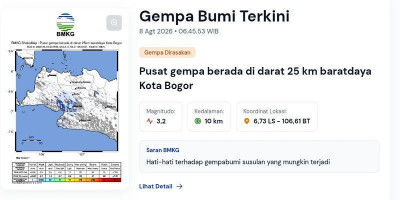 Bogor Kembali Digoyang Gempa, Warga Diminta Waspada