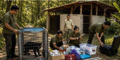 Macan Kumbang Masuk Kampung, BKSDA dan Taman Safari Turun Tangan Tangani Satwa