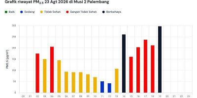 Kualitas Udara Musi 2 Palembang Berbahaya, PM2.5 Capai 297,1
