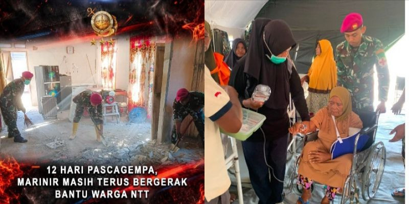 12 Hari Pascagempa, Marinir Masih Terus Bergerak Bantu Warga NTT